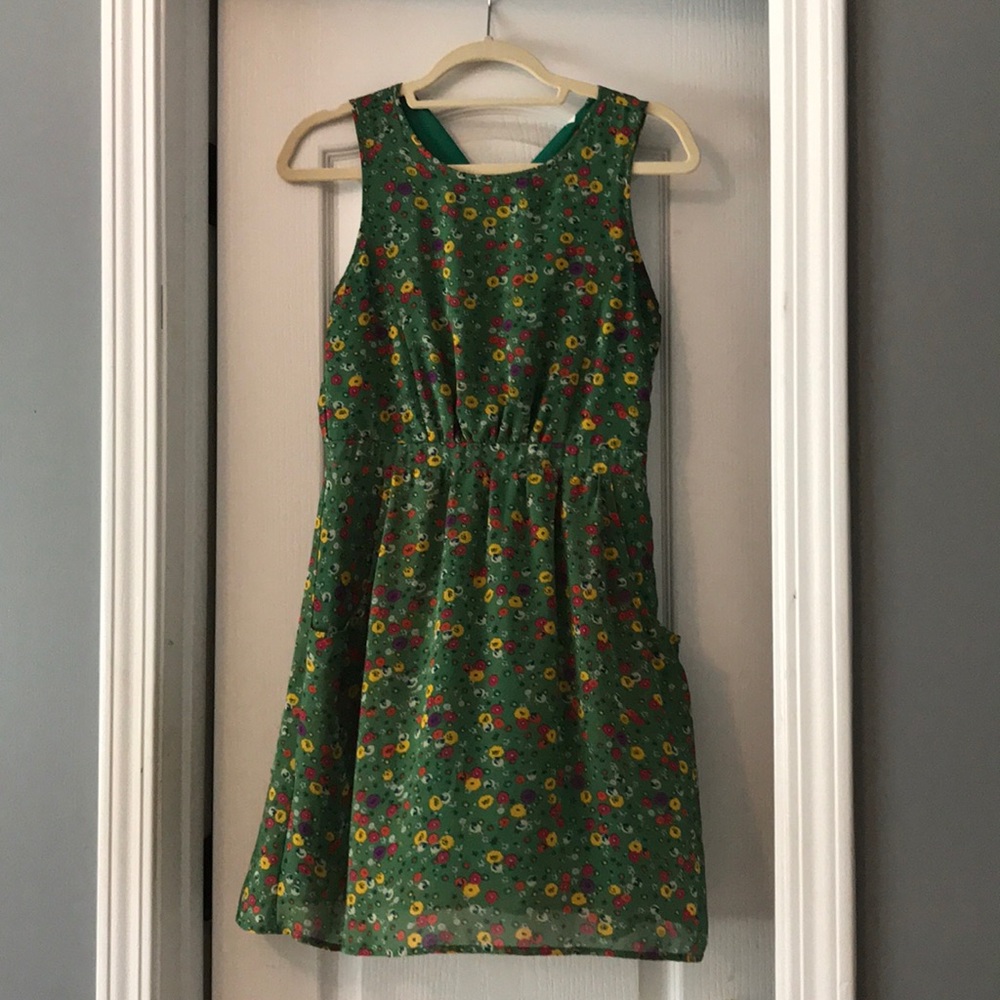 Modcloth Green Floral Dress
